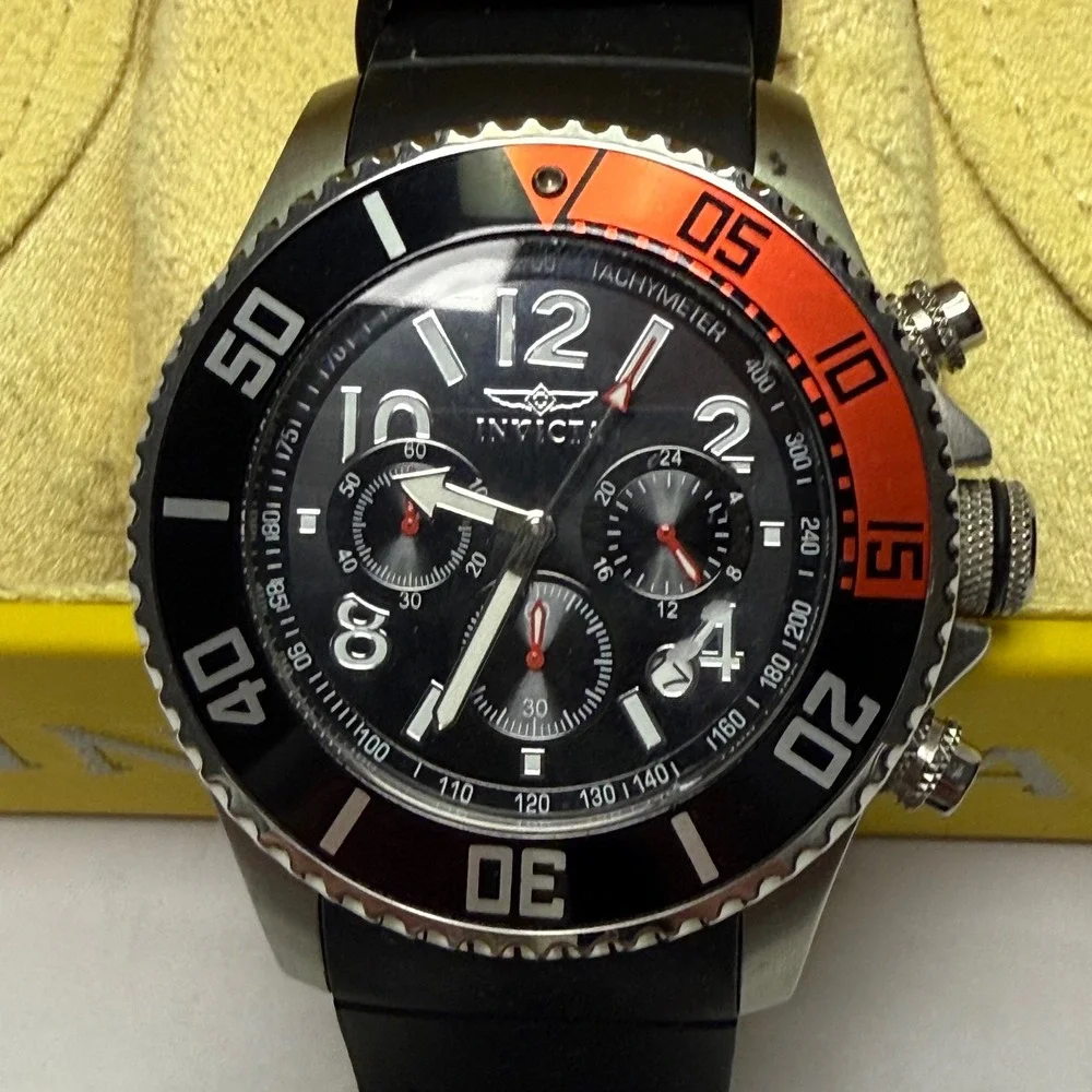 Invicta Pro Diver Watch Mens Black Red Chronograph 15145